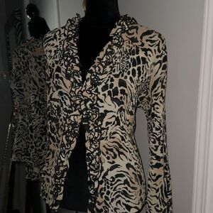 TanJay Zebra Print Ruffle Top